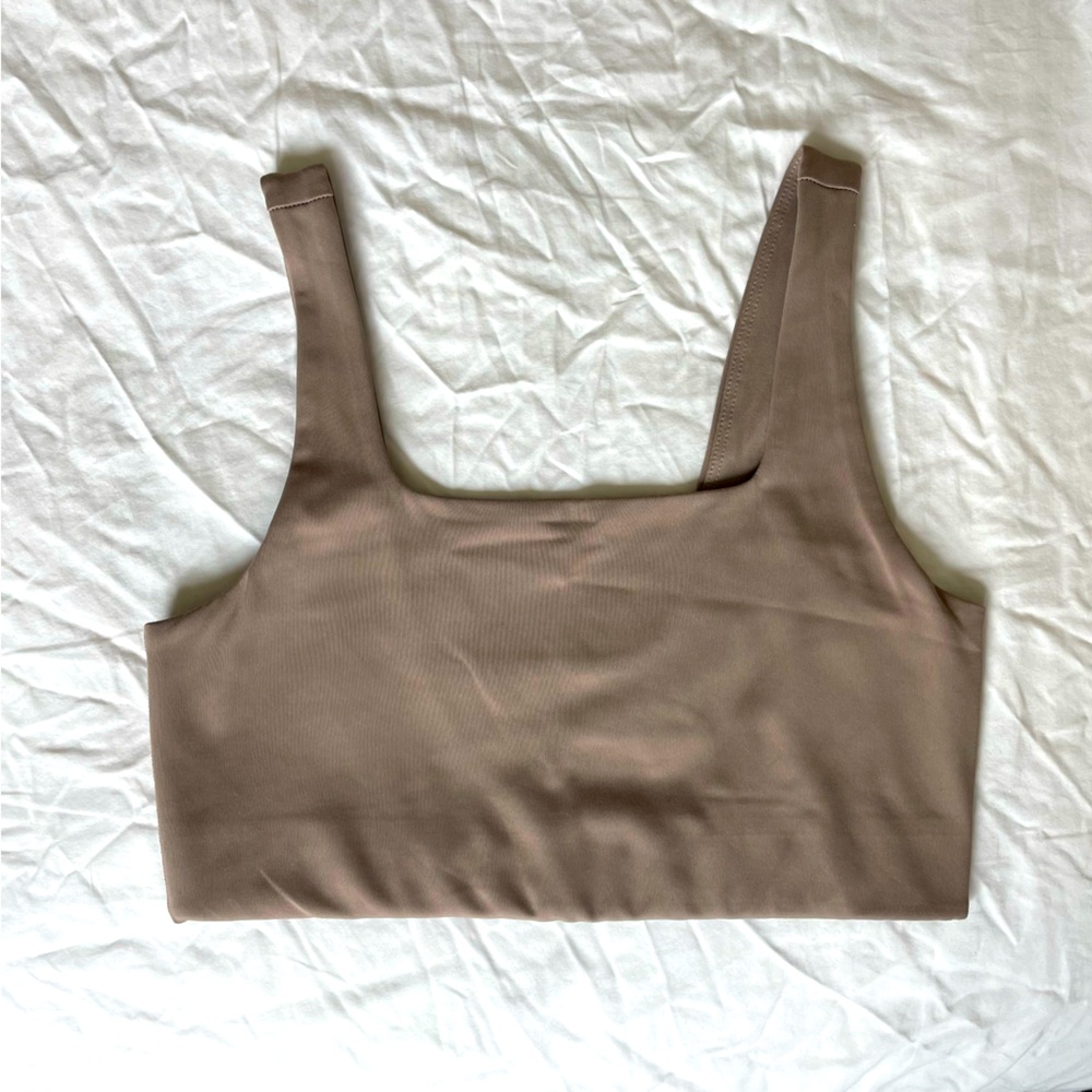 Girlfriend Collective Taupe Crop Top
